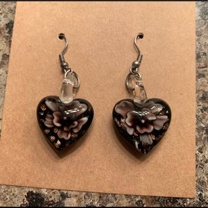 Purple Flower Glass Earrings